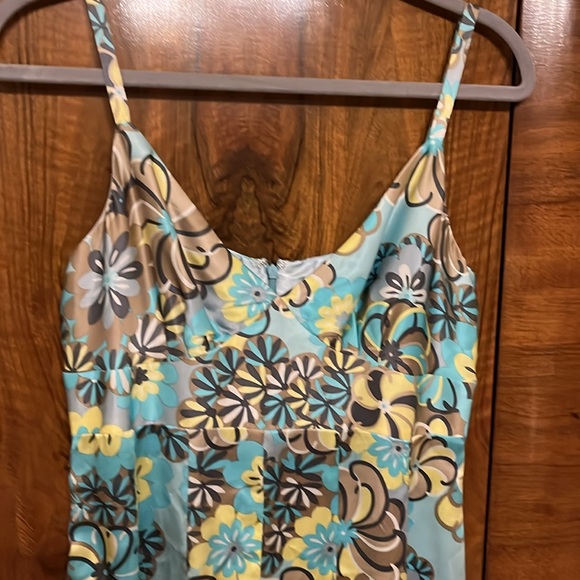 Laundry By Shelli Segal Blue and Yellow Floral Empire Waist Dress - Picture 5 of 8